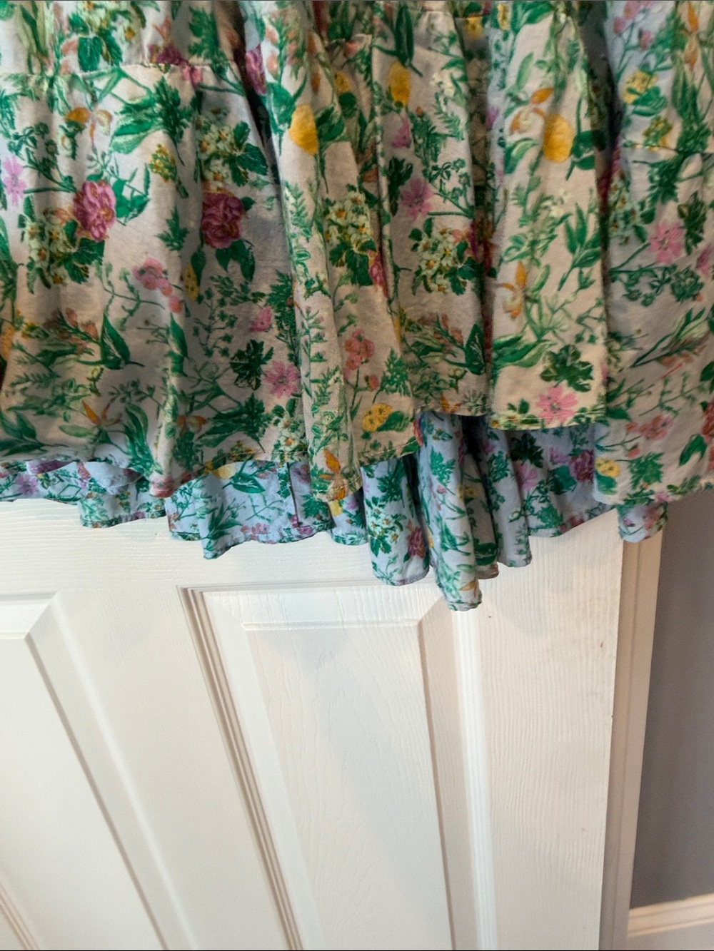 J. Crew Green Floral Long Sleeve Tiered Dress - Picture 7 of 8